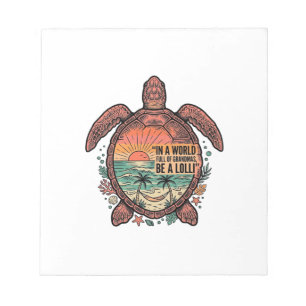 Lustige Oma Turtle Beach Vintage-Shirt-Design_1 Notizblock