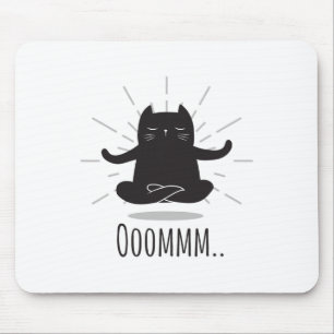 Lustige Oomm Yoga-Posen Katze Buddha Blumen Symbol Mousepad