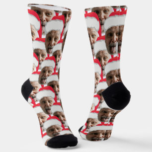 Lustige Opa-Gesicht & Santa Hut rote Weihnachts So Socken
