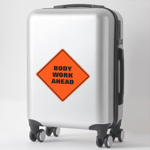 Lustige orange Baustelle voraus Schild Aufkleber