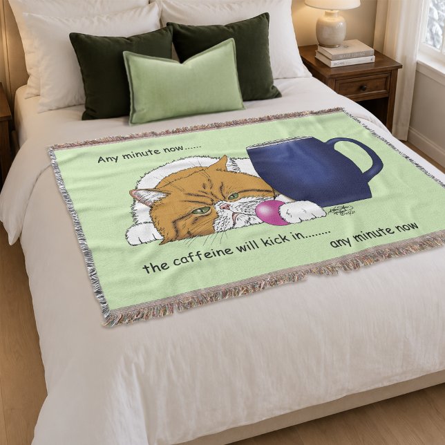 Lustige Orange Katze Blaue Kaffeetasse Decke (Von Creator hochgeladen)