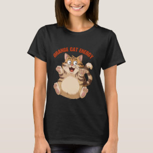 Lustige Orange Katze Energie Spielende Dicke Katze T-Shirt