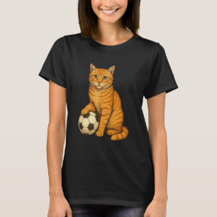 Lustige orange Katze Fußball T-Shirt