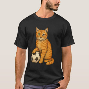 Lustige Orange Katze Fußball T-Shirt