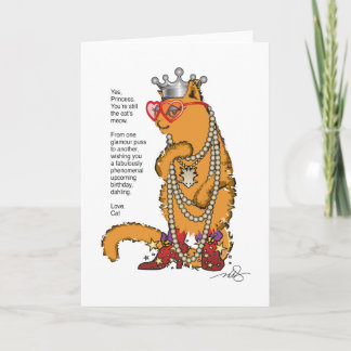 Lustige orange Katze Glamour Puss Karte