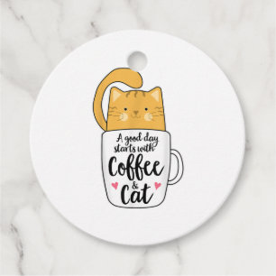 Lustige Orange Katze Kaffeetasse Katzenliebhaber Geschenkanhänger
