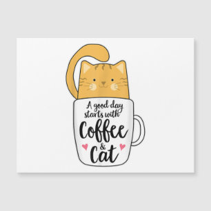 Lustige Orange Katze Kaffeetasse Katzenliebhaber Magnetkarte