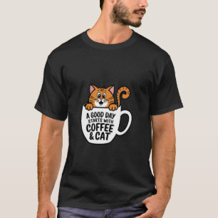 Lustige Orange Katze Kaffeetasse Katzenliebhaber T-Shirt