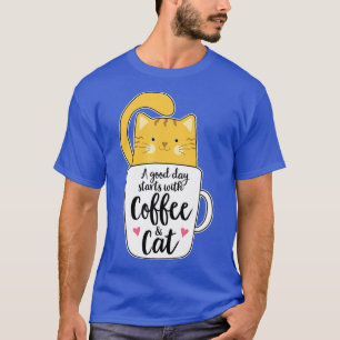 Lustige Orange Katze Kaffeetasse Katzenliebhaber T-Shirt