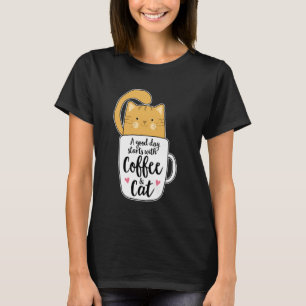 Lustige Orange Katze Kaffeetasse Katzenliebhaber T-Shirt