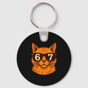 Lustige orange Katze singelt 67 Six Seven Meme Schlüsselanhänger