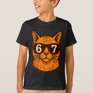 Lustige orange Katze Sungles 67 Sechs Sieben Meme  T-Shirt