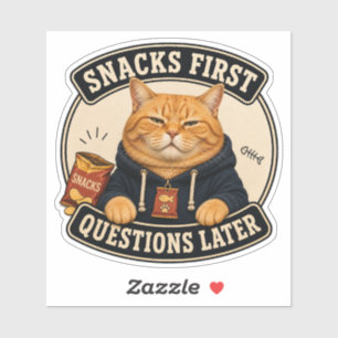 Lustige Orange Katze Vinyl Aufkleber Snacks zuer