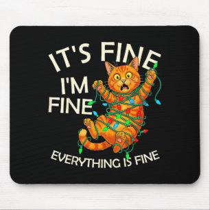 Lustige orange Katze Weihnachtslicht Es ist okay,  Mousepad
