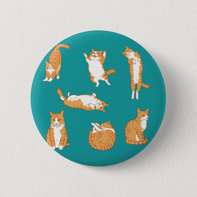 Lustige orange Katzen Button (Vorderseite)
