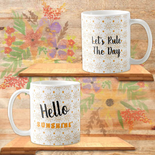 Lustige Orange-Sonne-Muster-Vorlagen-Text Kaffeetasse