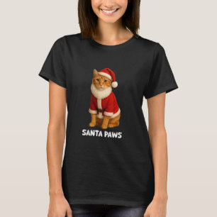 Lustige Orange Tabby Katze Weihnachten Santa Paws T-Shirt