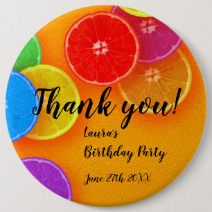 Lustige Orangenscheiben Danke Geburtstagsfeier Button