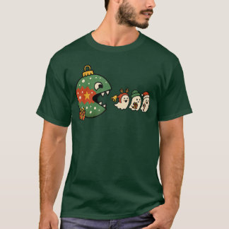 Lustige Ornamente essende Feiertags-Geister-Gamer- T-Shirt