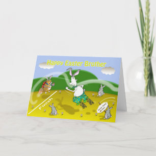 lustige Osterbruderkarte, Katze und Duncan Feiertagskarte