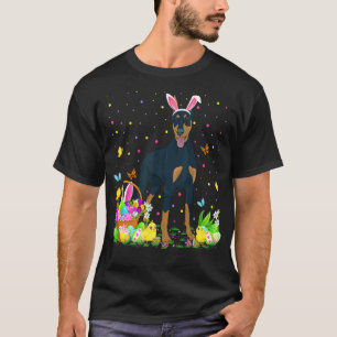 Lustige Ostereier jagender Dobermann Pinscher Hund T-Shirt