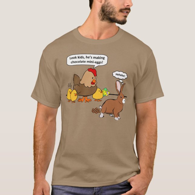 Lustige Osterhasen-Schokoladen-Eier T-Shirt (Vorderseite)