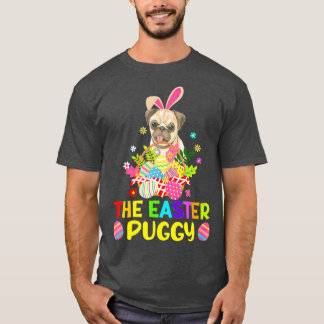Lustige Ostern Pug Hasenohren Eier Korb Hunde Kind T-Shirt