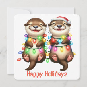 Lustige Otter-Weihnachtsgrußkarte Feiertagskarte