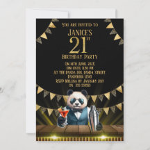 Lustige Panda 21. Geburtstagseinladung