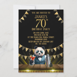 Lustige Panda 70. Geburtstagsparty-Einladung Einladung