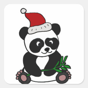 Lustige Panda-Bärn-Weihnachtskunst Quadratischer Aufkleber