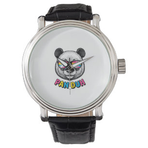 Lustige Panda-Sonnenbrille Vintage-Gravur-Shirt De Armbanduhr