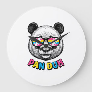 Lustige Panda-Sonnenbrille Vintage-Gravur-Shirt De Große Wanduhr