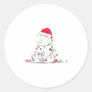 Lustige Panda-Weihnachtsgrafik Tier-Lichter-Liebha Runder Aufkleber