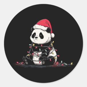Lustige Panda-Weihnachtsgrafik Tier-Lichter-Liebha Runder Aufkleber