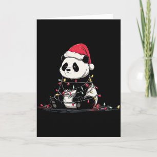 Lustige Panda-Weihnachtsgrafik Tierliebhaber Licht Karte