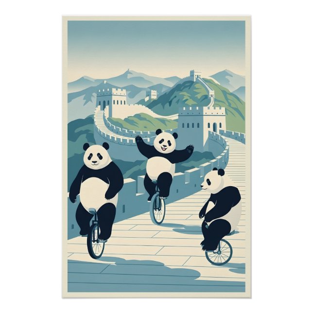Lustige Pandas in China Poster (Vorderseite)