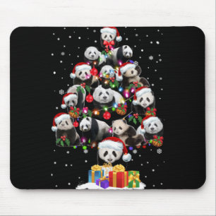 Lustige Pandas Weihnachtsmannmütze Weihnachtsbaum Mousepad