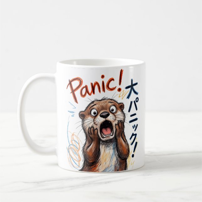 Lustige Panik-Otter-Meme  Kaffeetasse (Links)