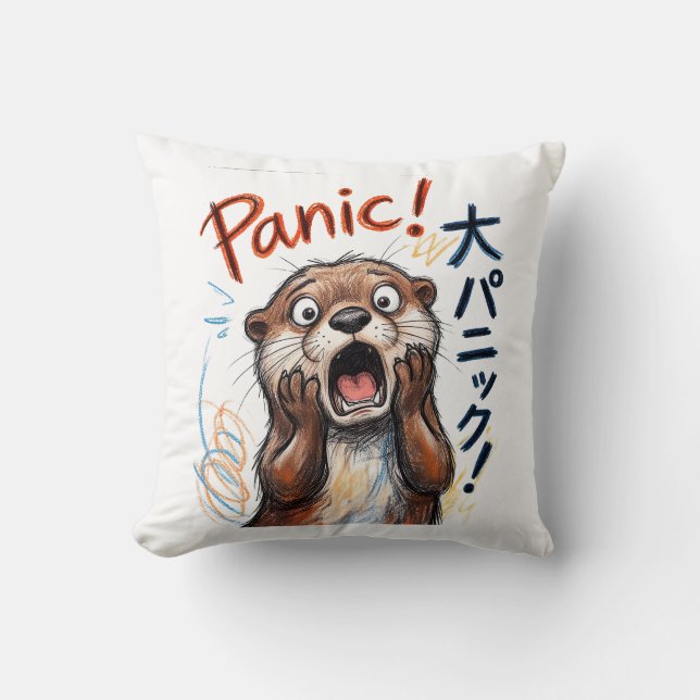 Lustige Panik-Otter-Meme  Kissen (Vorderseite)