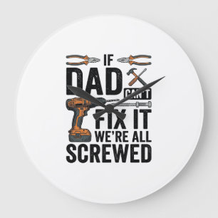 Lustige Papa-Reparatur-Tool-Quote-Vektor-Design_ Große Wanduhr
