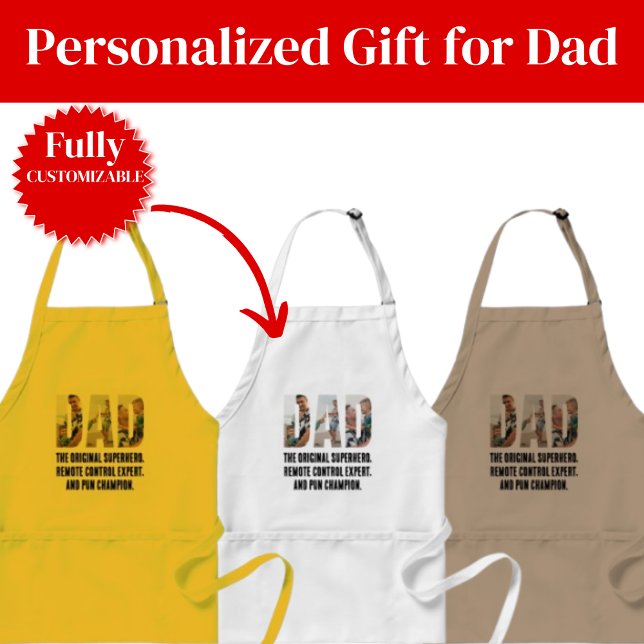 Lustige Papa-Schürze – Superheld & Wortwitz-Champi Schürze (Funny Dad Apron – Superhero & Pun Champion)