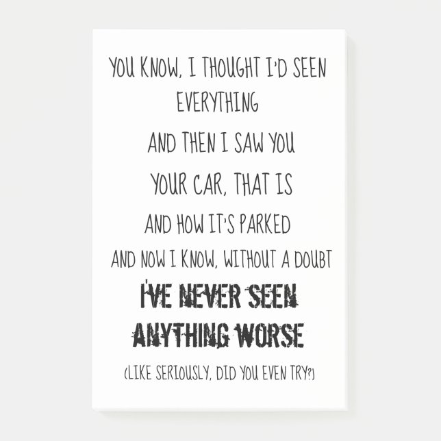 Lustige Parkpost-itanmerkungen Post-it Klebezettel (Vorderseite)