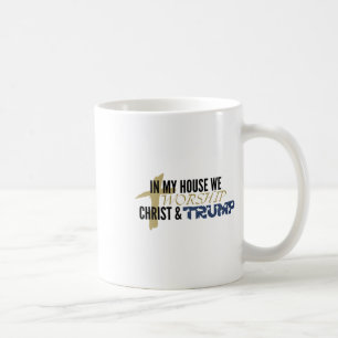 Lustige Parodie „Wir beten Christus und Trump an“ Kaffeetasse