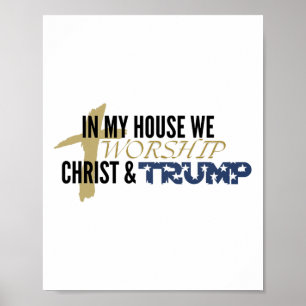 Lustige Parodie „Wir beten Christus und Trump an“ Poster