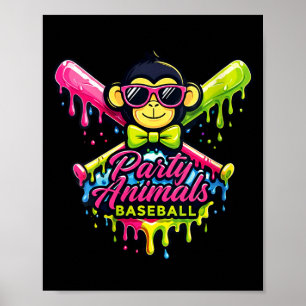 Lustige Party-Affen Baseball Frauen Poster