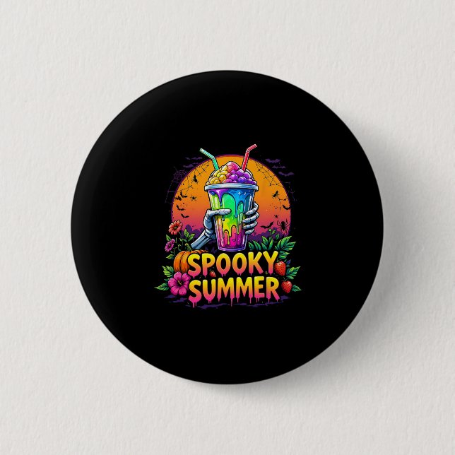 Lustige Party Gruselige Sommergetränke Summerween  Button (Vorderseite)