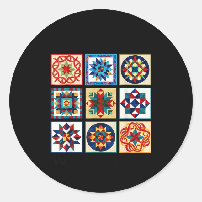 Lustige Patchwork-Näh-Quilt-Muster-Quilte Runder Aufkleber (Vorderseite)