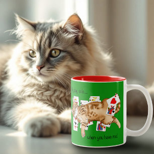 Lustige Patience Orange Tabbykatze Spielkarten Zweifarbige Tasse