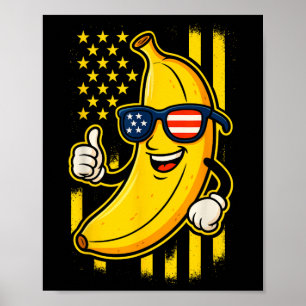 Lustige patriotische Banane amerikanische Flagge S Poster